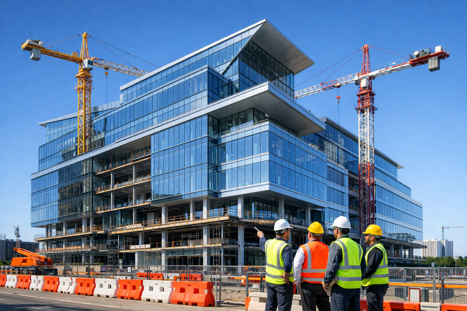 Completed modern commercial building